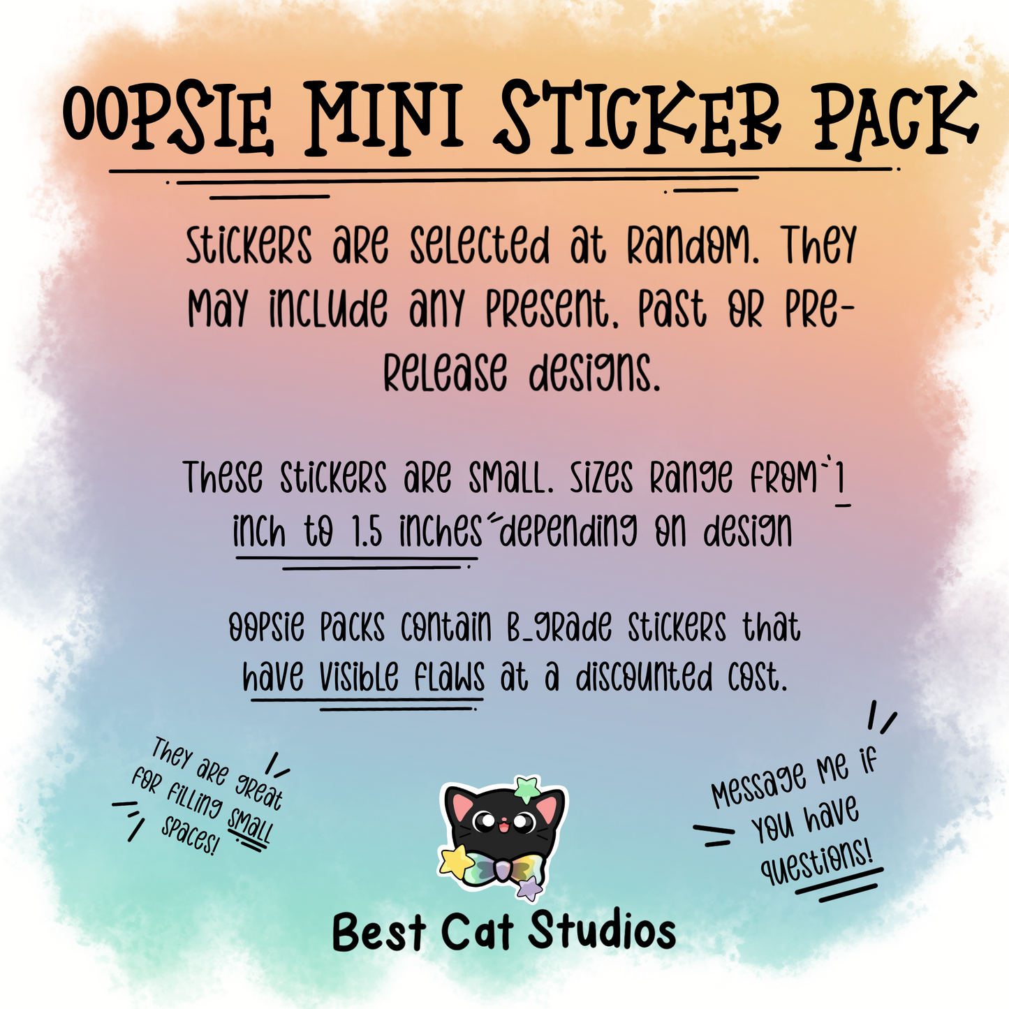 Oopsie Mini Stickers - Die Cut Sticker 20 Pack - Oopsie Stickers, B Gr –  BestCatStudios