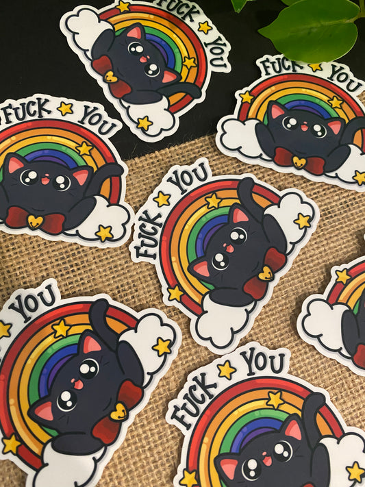 Fuck You Rainbow Cat Sticker